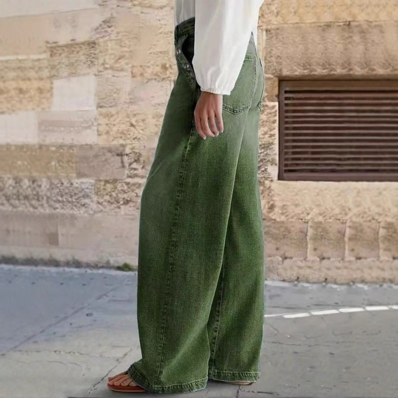 Stylish Relaxed Fit Wide Leg Casual Jeans