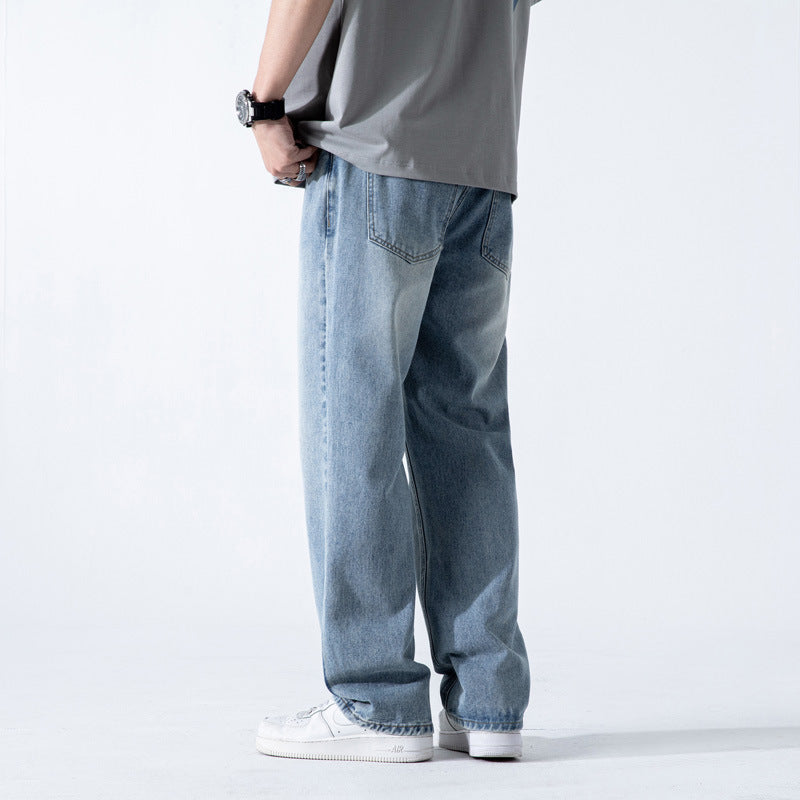 Men’s Vintage Washed Draping Slim Fit Jeans