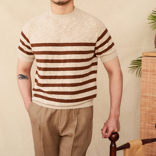 Linen Stripe Knit Tee