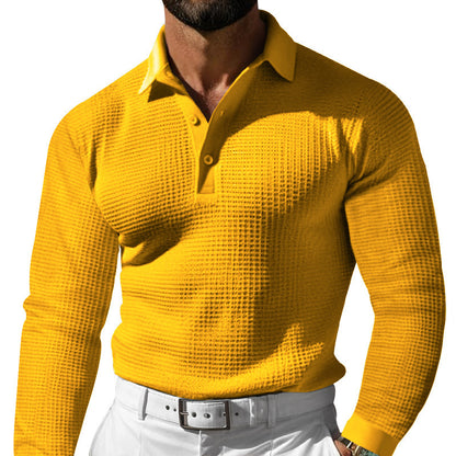 Slim-Fit Lapel Button Long Sleeve Shirt