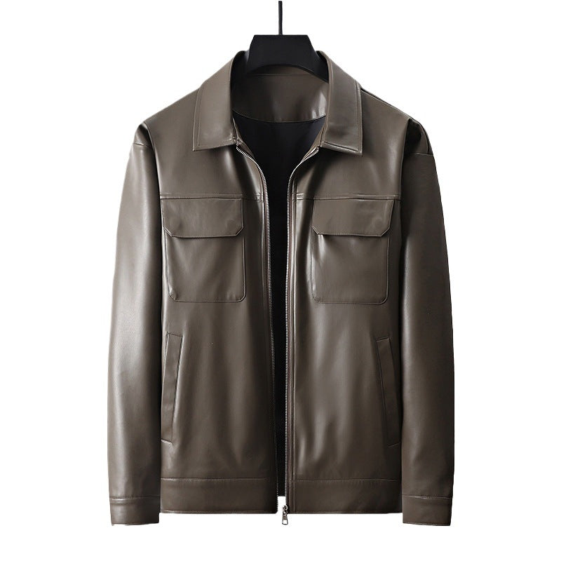 Men's Lapel Leather Jacket