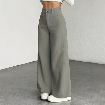 High-Waist Wide-Leg Vertical-Stripe Pants