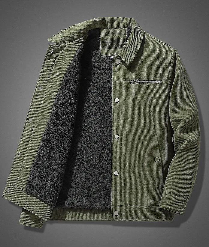 Winter Slim Retro Lapels Thick Corduroy Coat