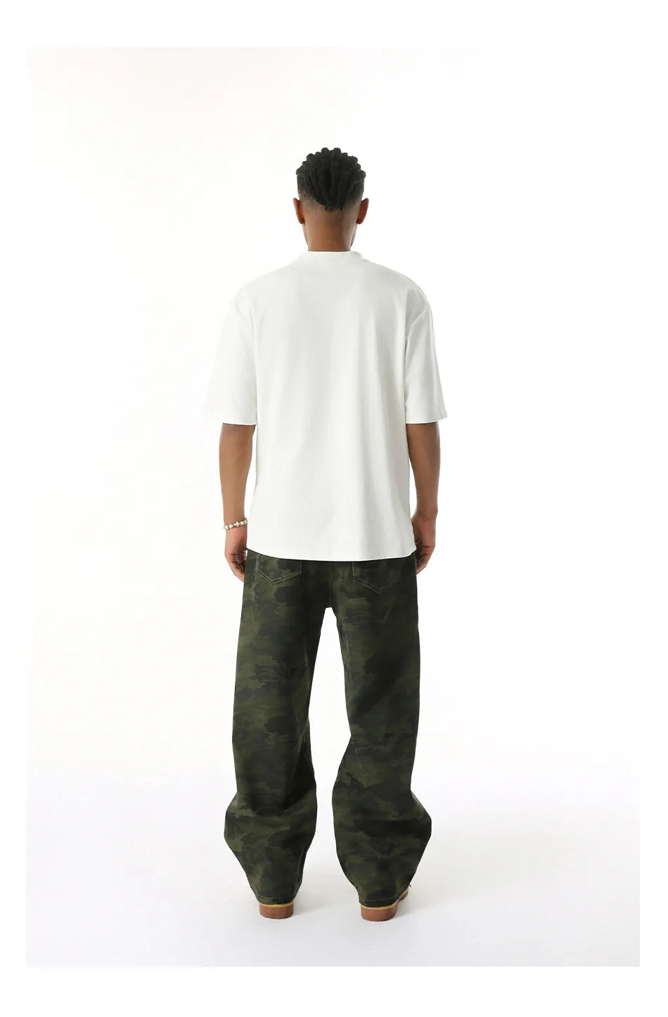 Camouflage Wide Leg Washed Jeans