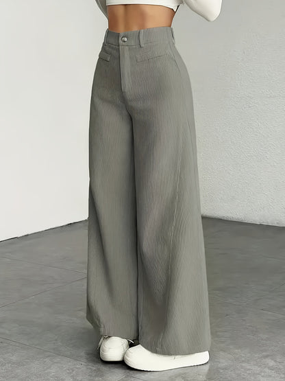 High-Waist Wide-Leg Vertical-Stripe Pants