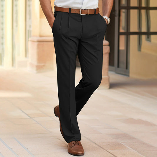 Men’s Mid-Waist Straight-Leg Suit Pants