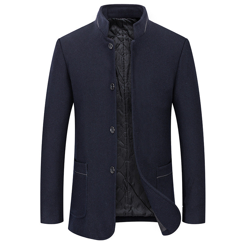 Men's Fashion Casual Woolen Trench Coat