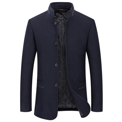Men's Fashion Casual Woolen Trench Coat