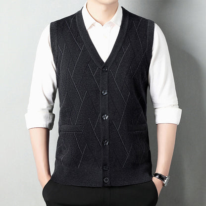 Men’s Wide Shoulder Striped Jacquard Vest