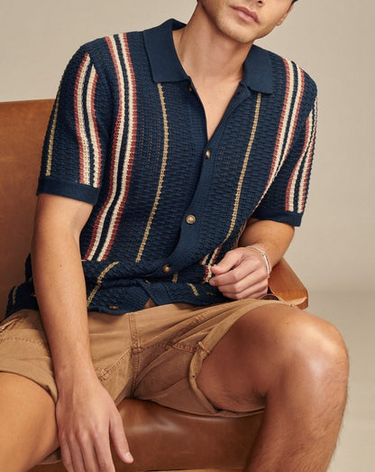 Men’s Hollow Knit Polo Cardigan