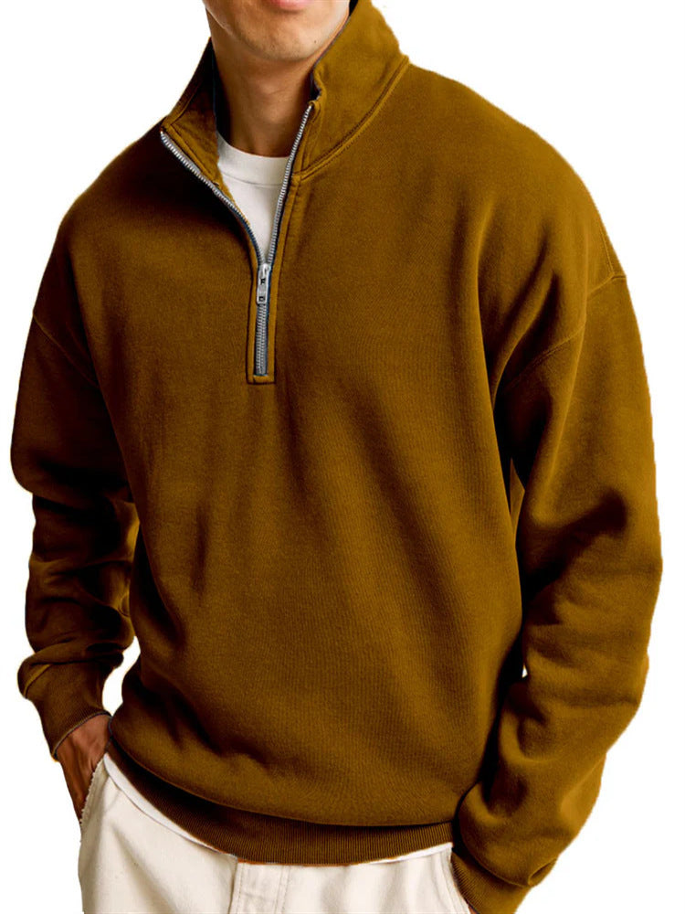 Half-Zip Stand Collar Sweater