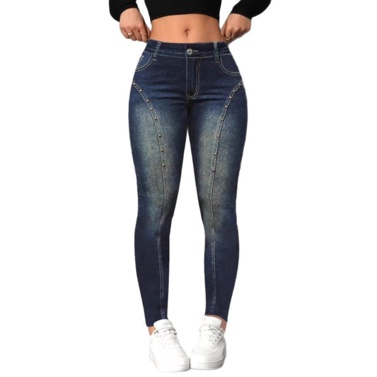 High-Waisted Stretchy Printed Slim-Fit Pants