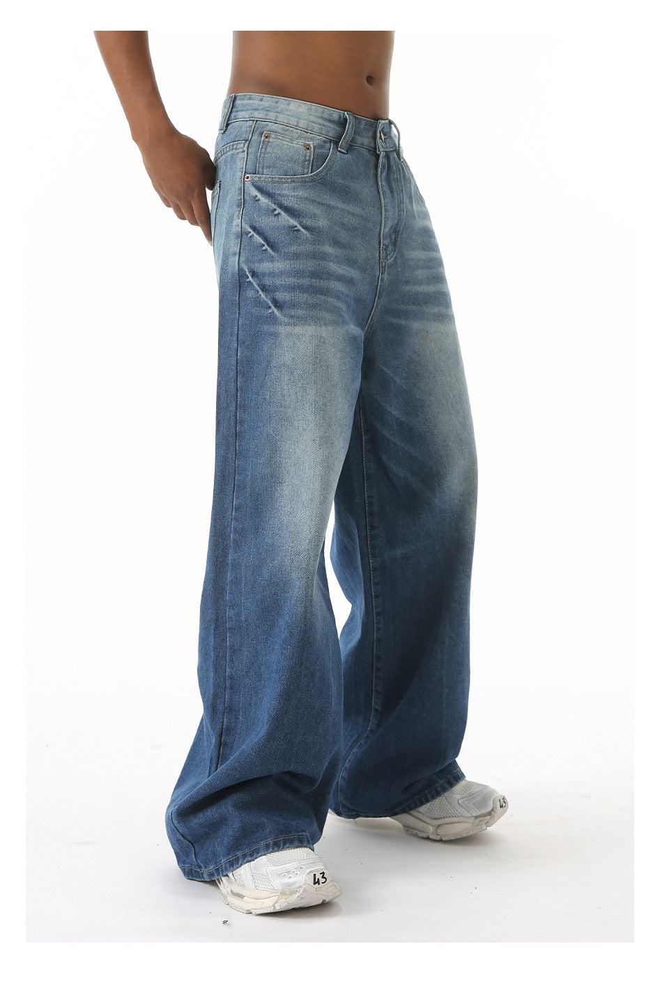 Retro Washed Wide Leg Jeans