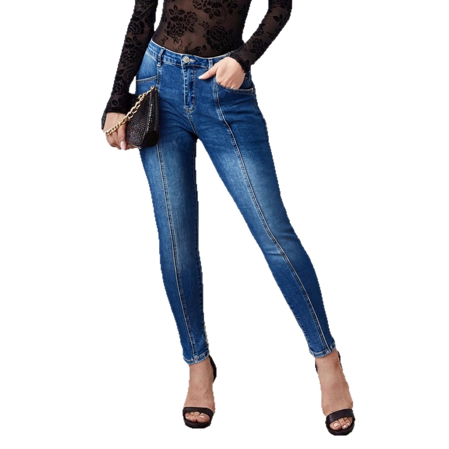 Slim Fit Patchwork Denim Jeans