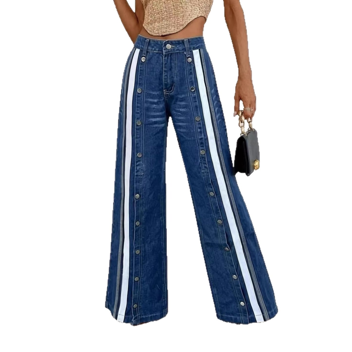 Fashionable Retro Flared Wide Leg Denim Jeans