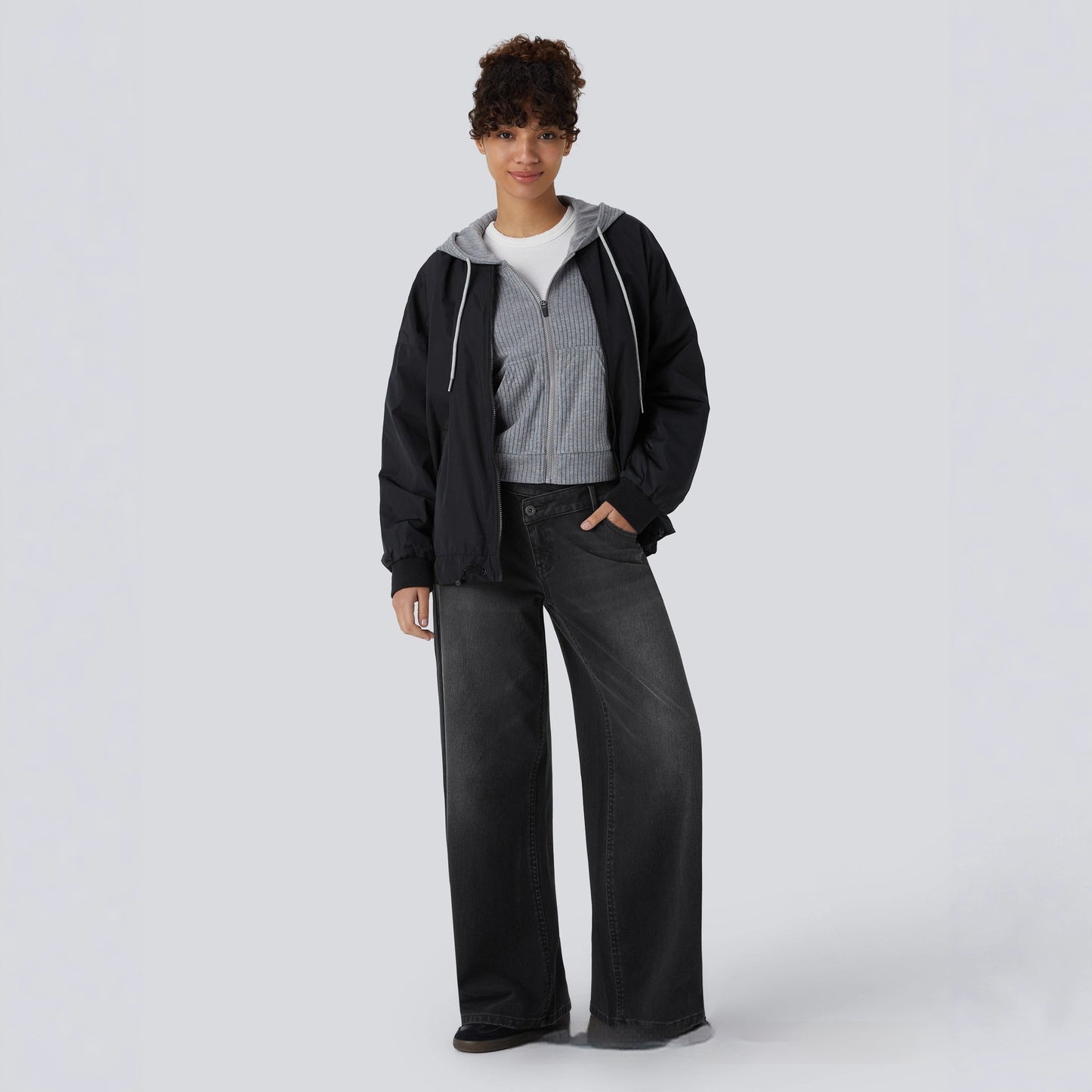 Asymmetric Low Rise Loose Fit Denim Jeans