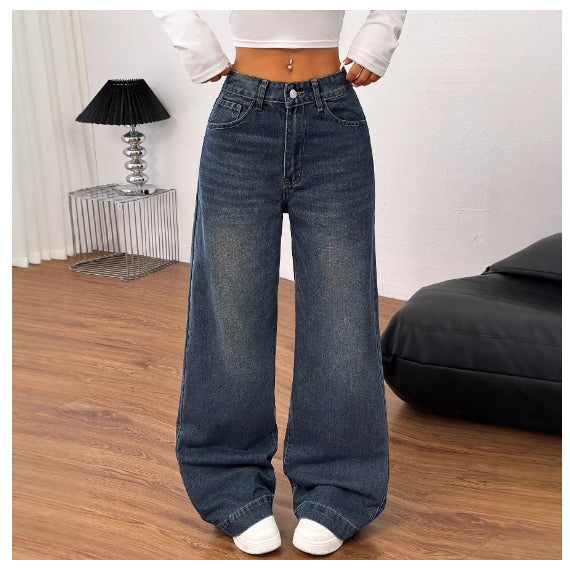 Retro American Style Wide Leg Denim Jeans