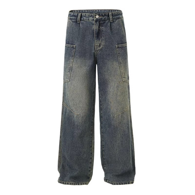 Mens Loose Fit Wide Leg Jeans
