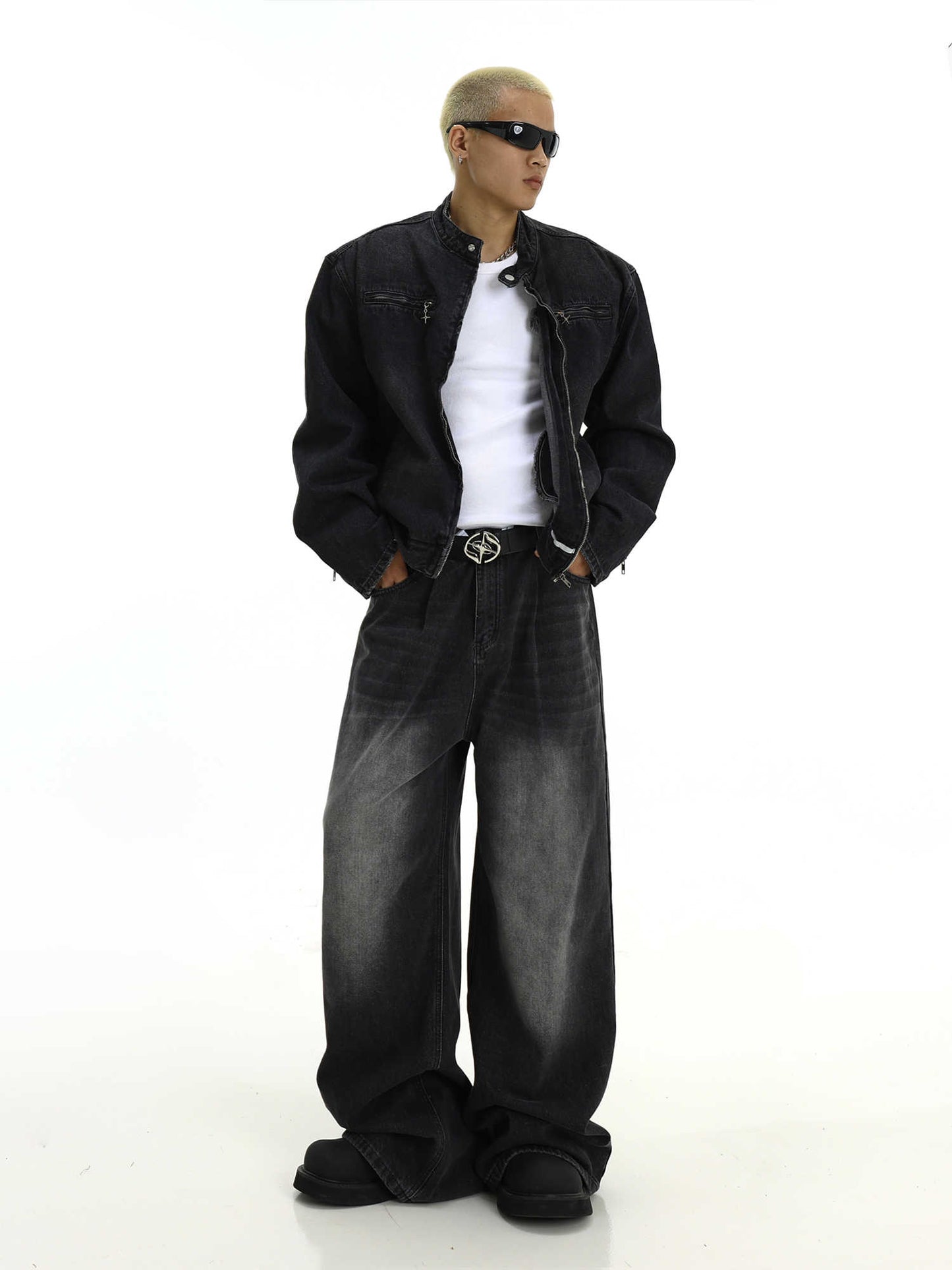 Retro Washed Wide-leg Jeans