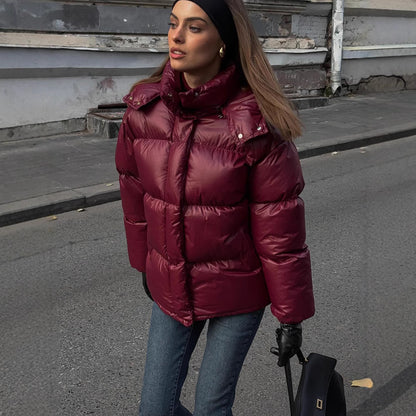 Graceful Stand Collar Hooded Jacket