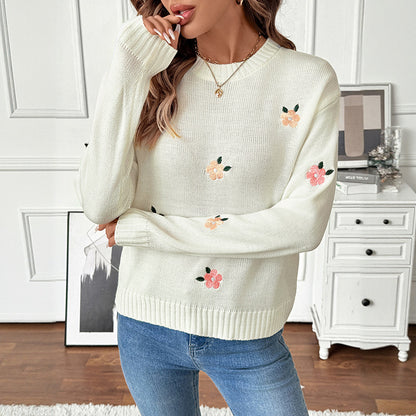 Sweet Crew Neck Pullover Sweater Women