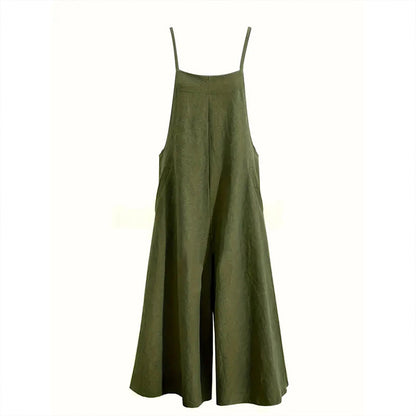 Solid Color Sleeveless Casual Jumpsuit