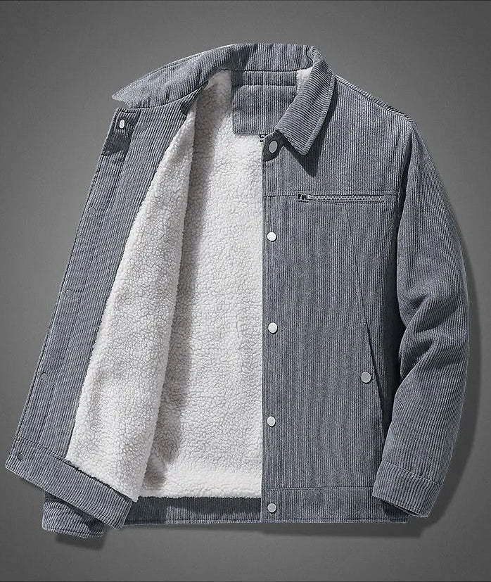 Winter Slim Retro Lapels Thick Corduroy Coat