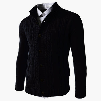 Men’s Stand Collar Knit Button Cardigan