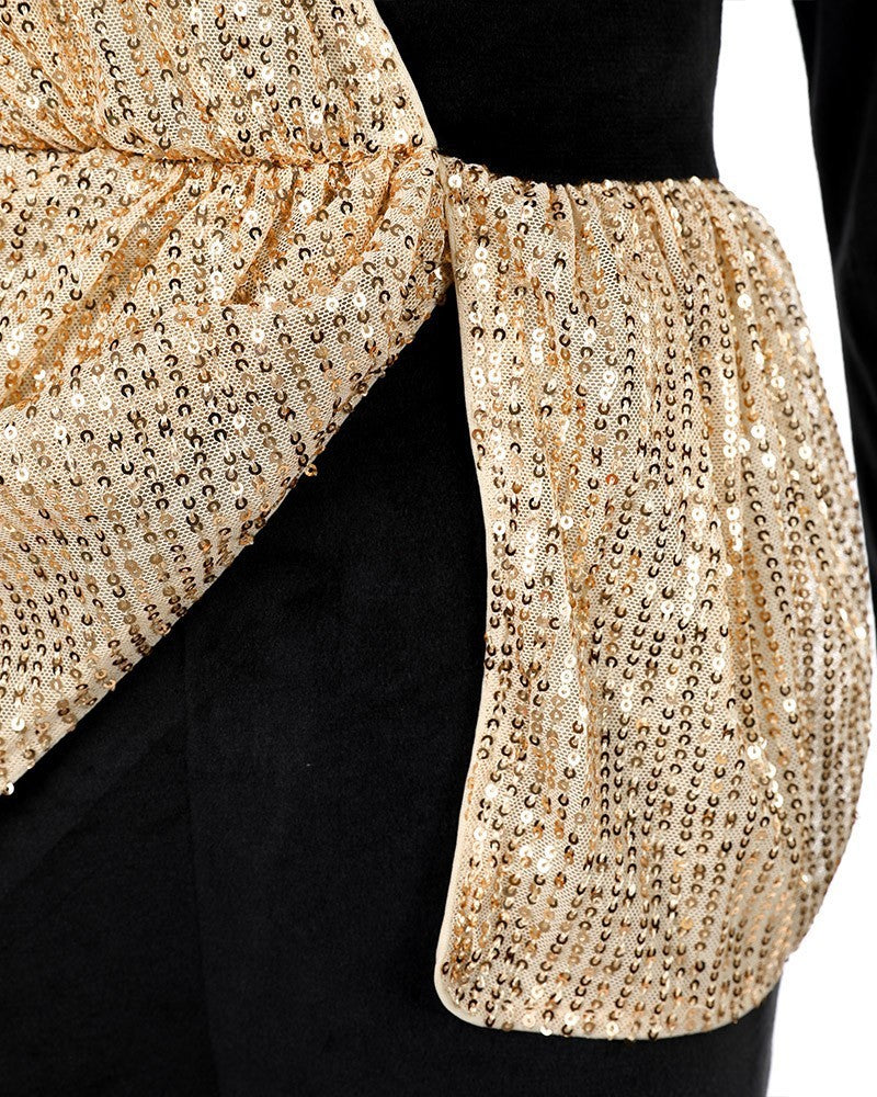 Women's Fashion Temperament Commute High Waist Sequined Jumpsuit