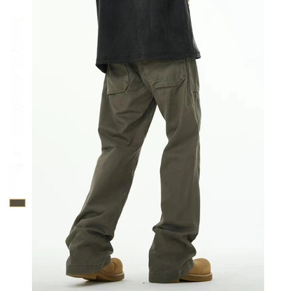 Men’s Trendy Gray-Green Overalls – Casual & Loose-Fit