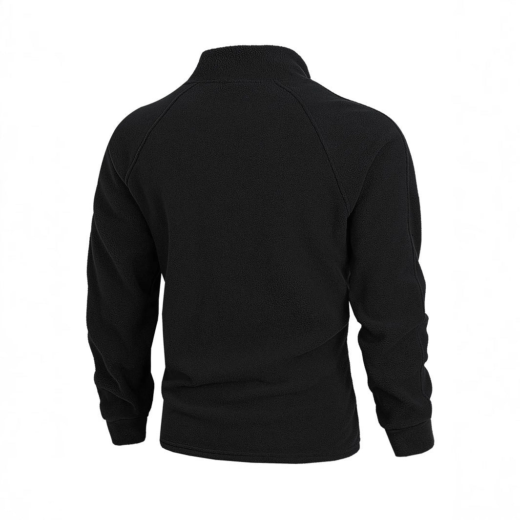Slim-Fit Stand Collar Coral Fleece Pullover