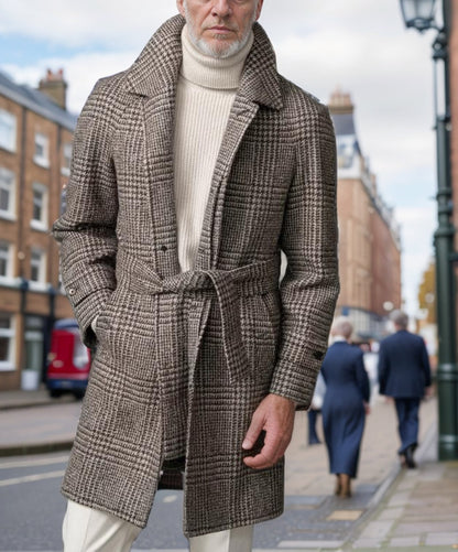 Men’s Checked Raglan Sleeve Wool Coat