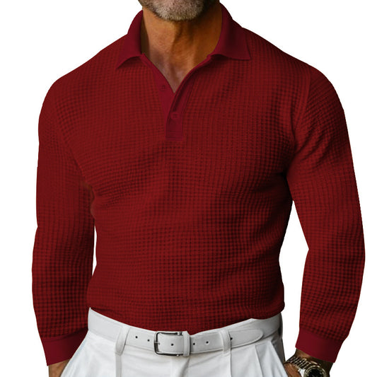 Slim-Fit Lapel Button Long Sleeve Shirt