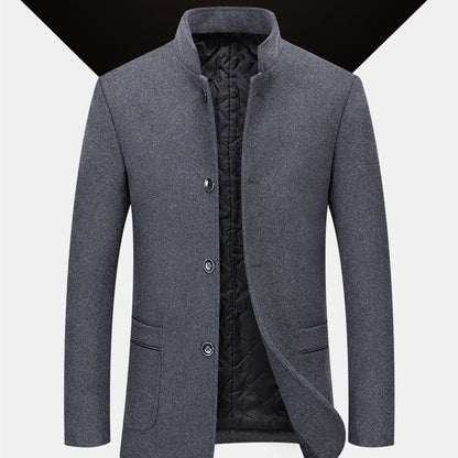 Men's Fashion Casual Woolen Trench Coat