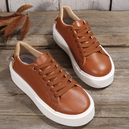 Vlakke schoenen met ketting en vetersluiting, dames casual sportschoenen