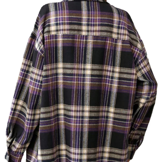 Casual Loose Retro Plaid Shirt For Women