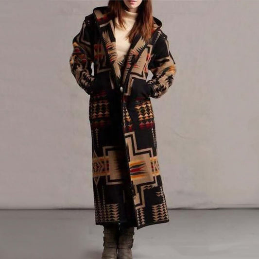 Printed Pocket Long Coat
