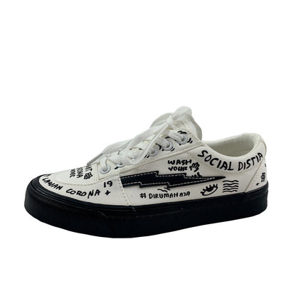 Japanse kleine witte dames schoenen, lentecollectie, canvas.
