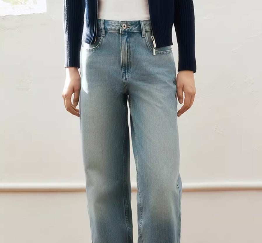Non-Fit Light Color High-Waisted Flared Jeans