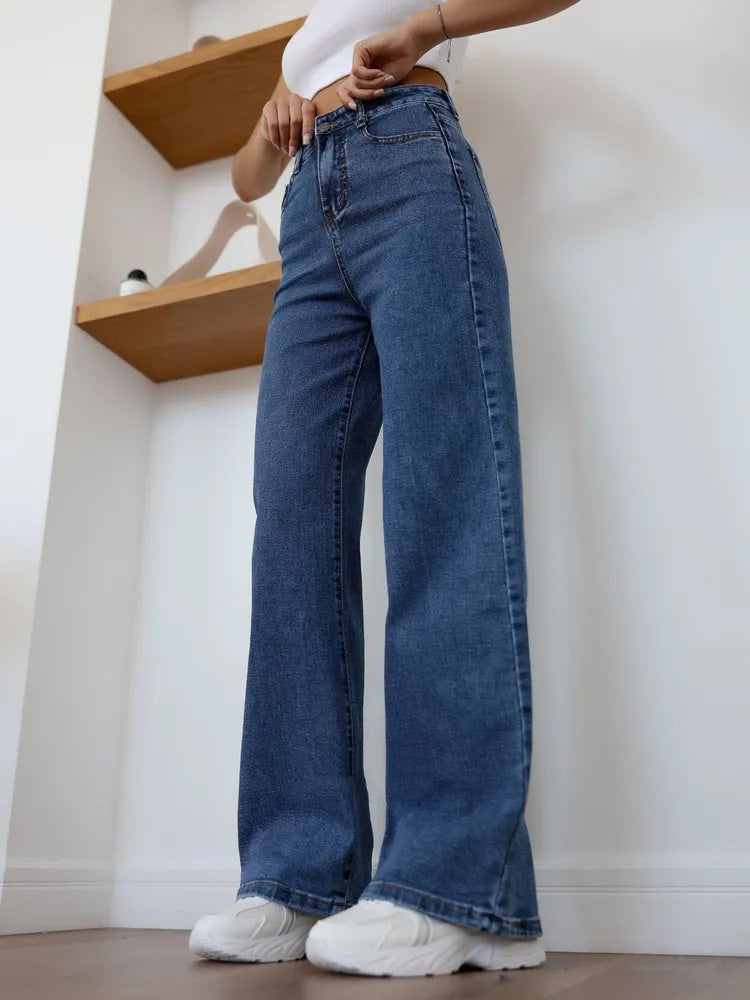 Women’s High-Waist Washed Straight Leg Jeans