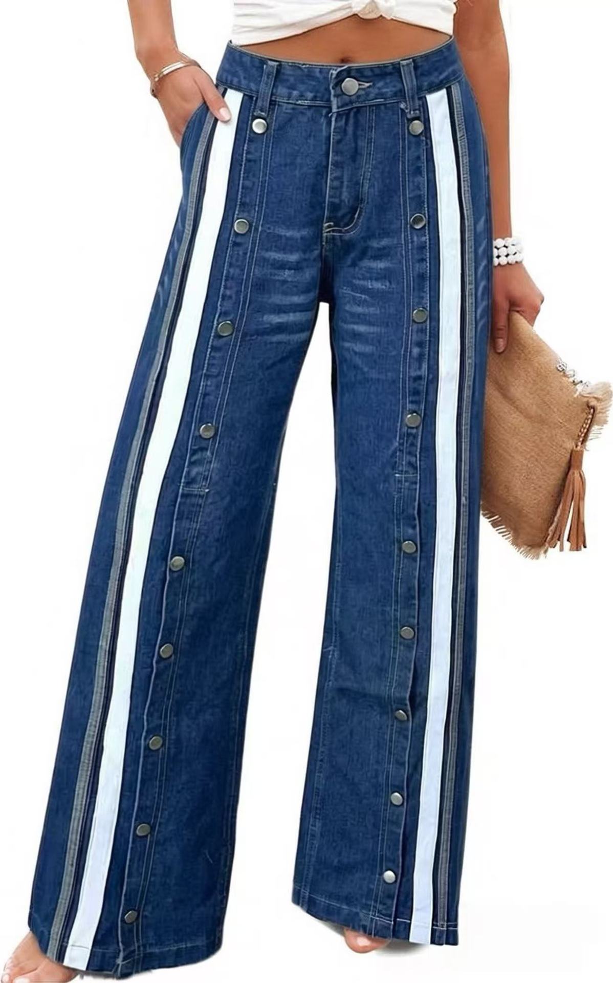 Fashionable Retro Flared Wide Leg Denim Jeans