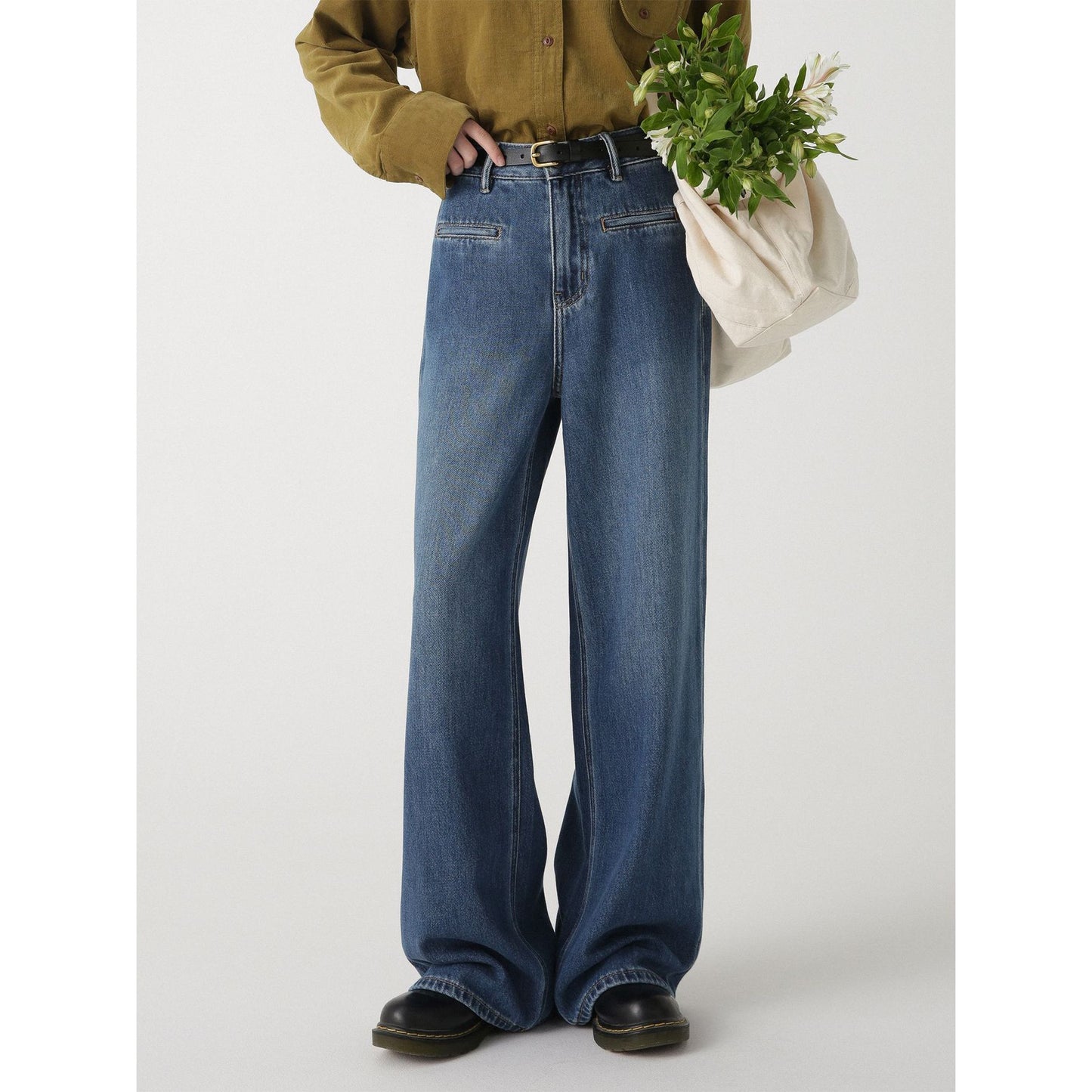 High-Waist Straight Wide Leg Jeans