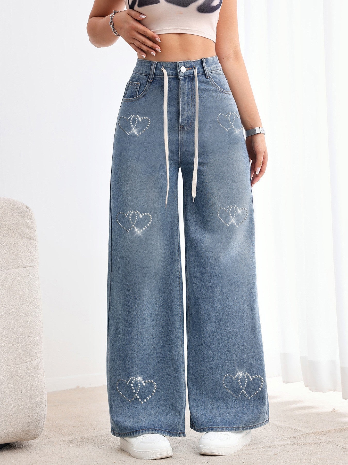 American Style Retro Wide Leg Jeans