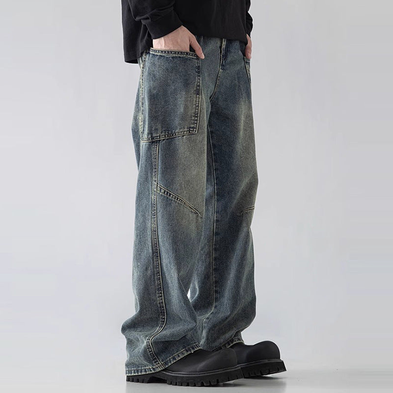 Mens Loose Fit Wide Leg Jeans