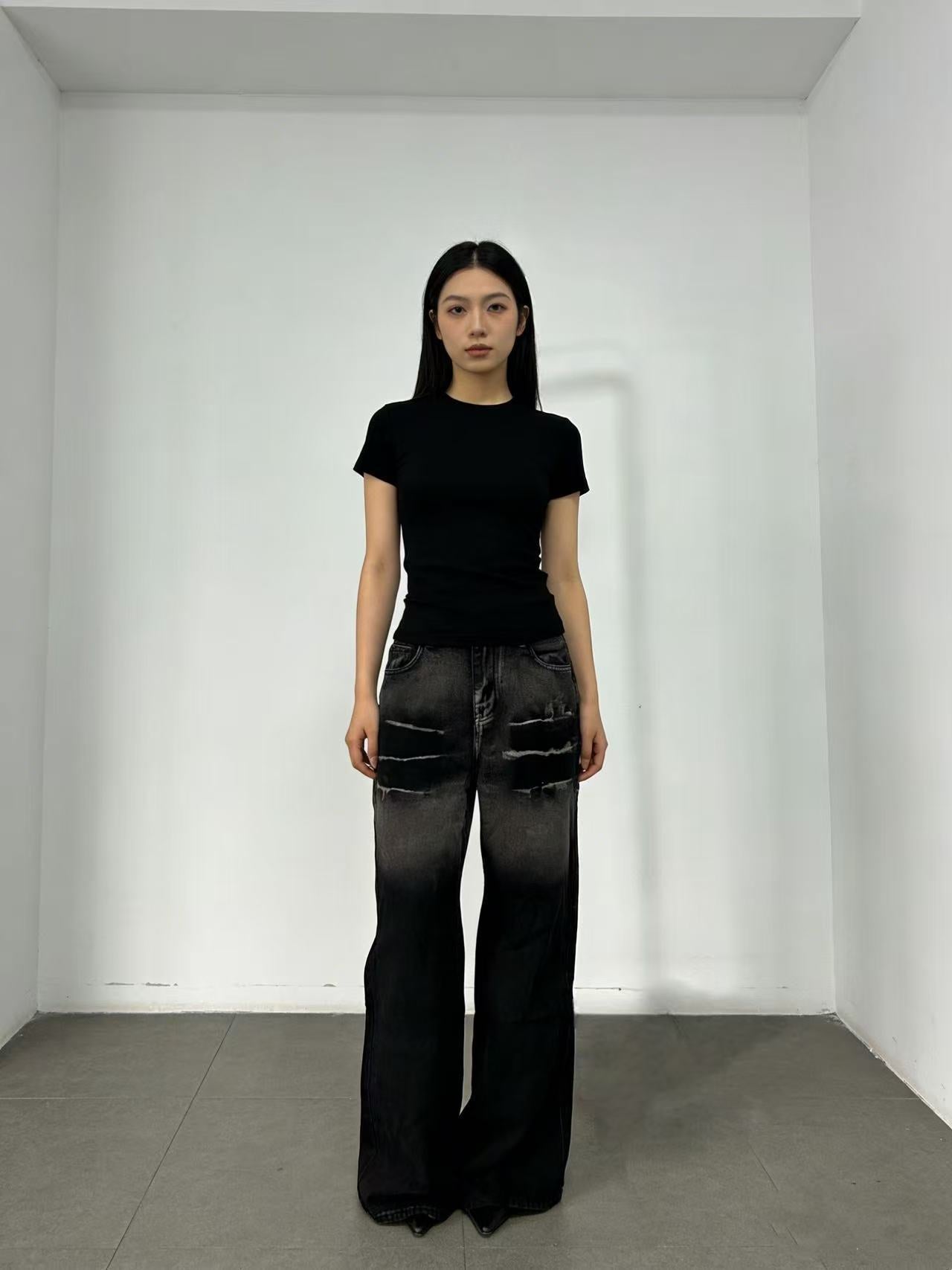 Women’s Washed Gradient Casual Straight Leg Jeans