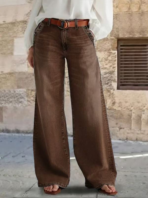 Stylish Relaxed Fit Wide Leg Casual Jeans