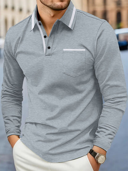 Men’s Patchwork Lapel Polo Shirt