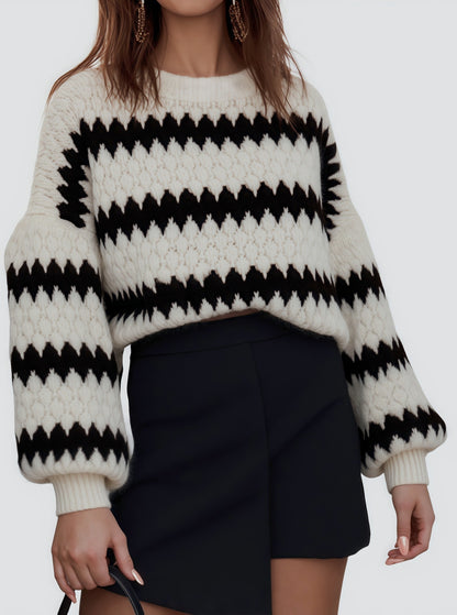 Women's Knitted Pullover Striped European And American