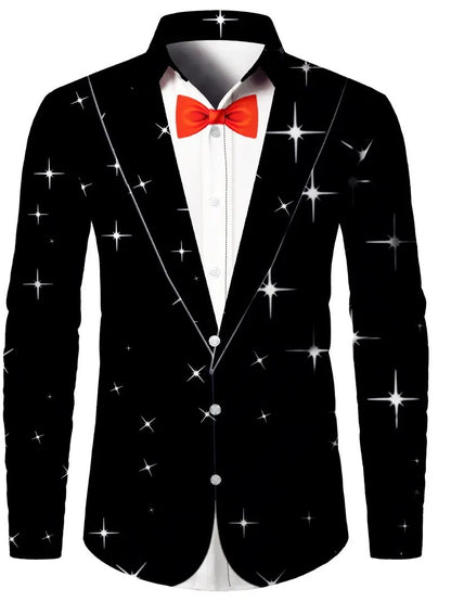 Men’s Digital Print Faux Two-Pieces Shirt