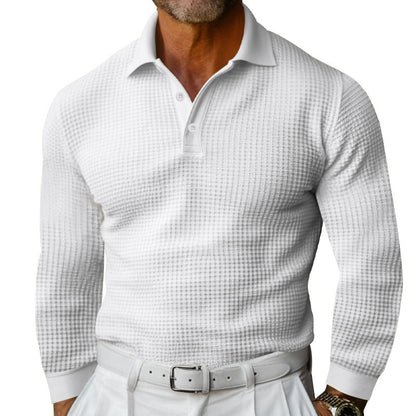 Slim-Fit Lapel Button Long Sleeve Shirt